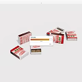 Red And White Matchboxes With Open Closed Lids And Matchsticks