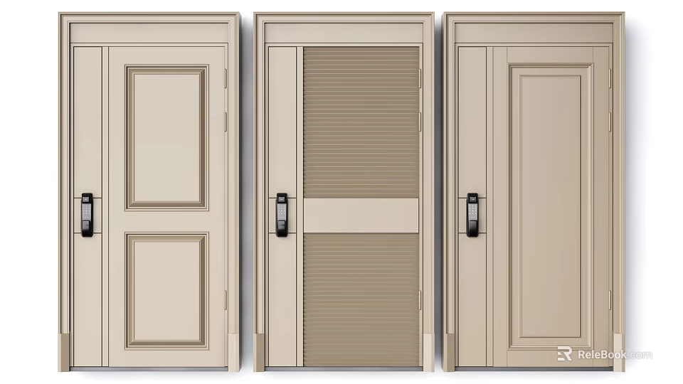 Modern Swing Doors Featuring Different Panel Styles For Interior Spaces 3d model