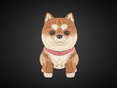 Cute Brown And White Dog Plush Toy With Pink Collar And Soft Stuffed Body 3d model