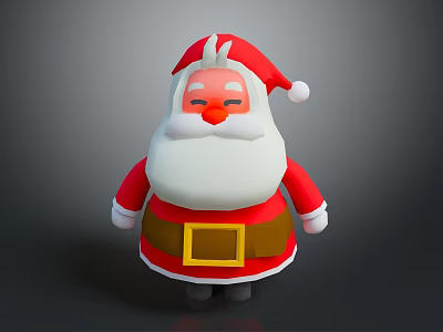 Cartoon Santa Claus Character With Red Outfit White Beard And Yellow Belt 3d model