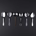 Silver Stainless Steel Utensil Set With Various Shaped Spoons For Kitchen Use 3d model