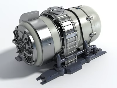 Heavy Duty Industrial Equipment With Stainless Steel Body Ladder And Flanged Connections 3d model