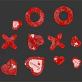 Sweet Red Decorative Candies With Heart Star Cross And Ring Shapes