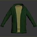 Stylish Green Hooded Coat with Yellow Sweater and Front Pockets Design