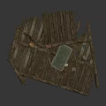 Weathered Wooden Dock Structure Featuring Dark Plank Platform Small Water Area and Railings