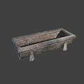 Rustic Wooden Rectangular Garden Planter With Natural Wood Grain And Simple Legs