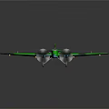 Aerospace Themed Green Camouflage Biplane Model With Propeller Dark Background Reflection