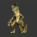 Realistic Dinosaur Figure With Green Yellow Body Red Head And Fierce Pose