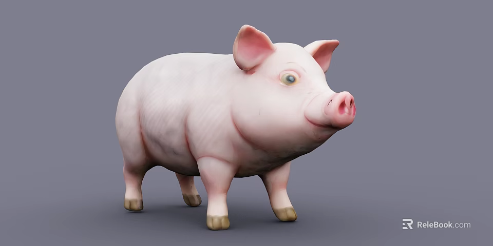 Pink Reptile Standing On Gray Background With Smooth Skin Texture 3d model