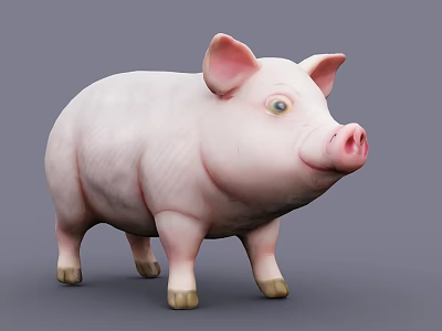 Pink Reptile Standing On Gray Background With Smooth Skin Texture 3d model
