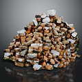 Raw Wood and Stone Pile for Construction and Decoration Projects 3d model