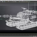 Detailed Tan Armored Tank With Military Cannon Machine Gun And Tracks