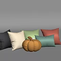 Colorful Decorative Pillows And Soft Pumpkin Plush For Interior Decor 3d model