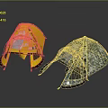 Yellow and Camouflage Outdoor Camping Tents with Mesh Windows and Door Entrance