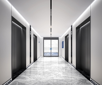 modern elevator hall 3d model