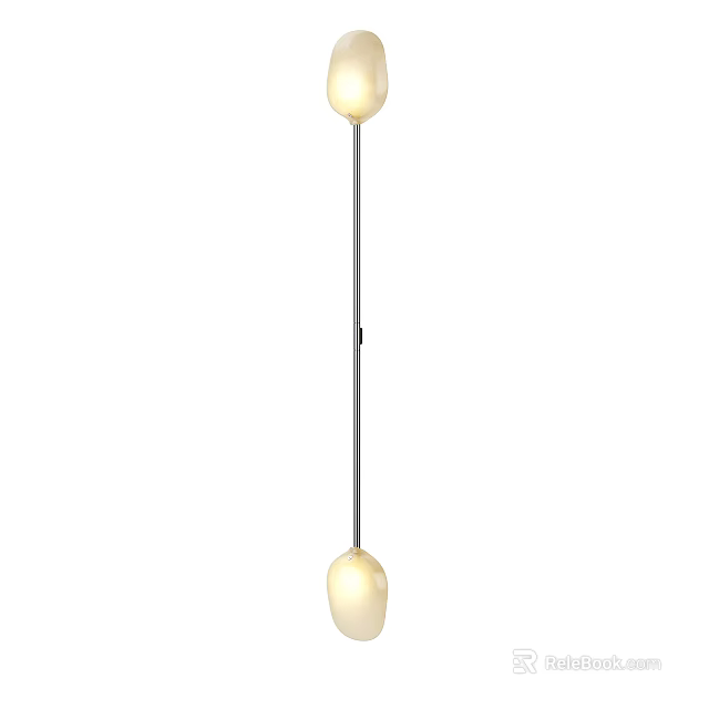 Modern Wall Lamp With Double Globe Shades And Metal Rod Design 3d model 