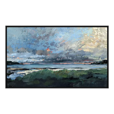 Modern landscape painting neoclassical blue living room 3d model