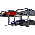 Multi Level Stacked Public Parking Facility With Cars On Upper And Lower Levels