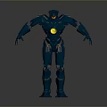 Blue Robot Character With Mechanical Armor Yellow Core And Humanoid Structure 3d model