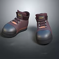 Dark Brown High Top Shoes With Black Toe Cap And Orange Accent Laces