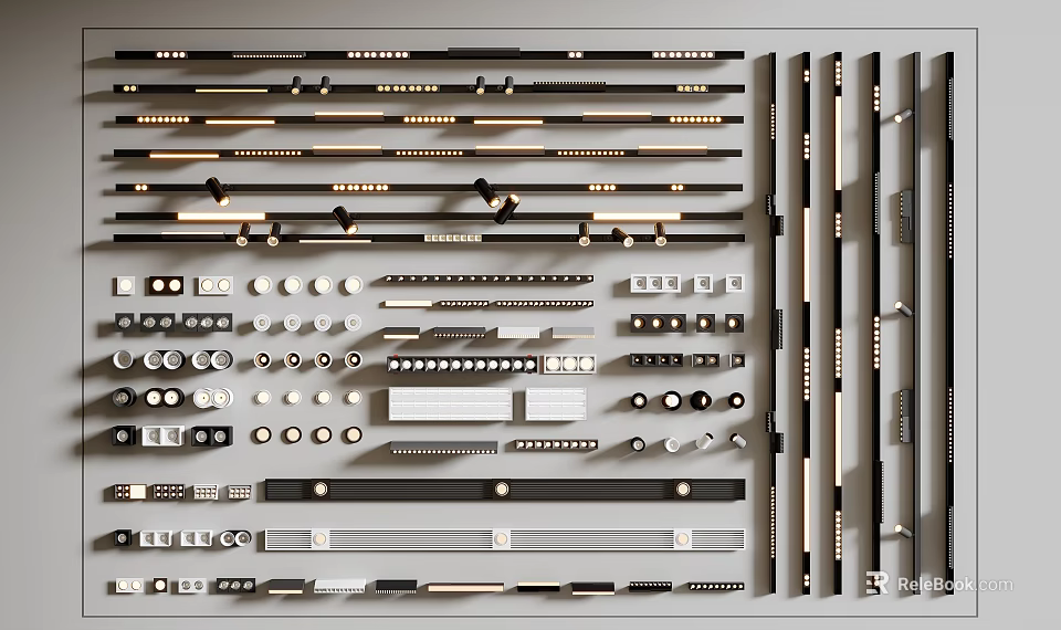 Modern Downlights And Spotlights With Various Styles For Home Interior Lighting 3d model