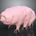 Adorable Pink Tardigrade Creature with Numerous Tiny Legs and Smooth Body Texture 3d model