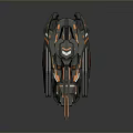 Futuristic Black And Orange Armored Tank With Cannon And Tracks Design
