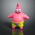 Patrick Star Cartoon Character Toy Figure With Pink Body Big Eyes And Yellow Shorts