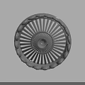 Decorative Circular Object With Radial Stripes And Central Pattern On Gray Background