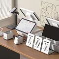 Modern Commercial Equipment Setup Featuring Cash Registers Stand Displays Receipt Printers Payment Signs