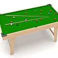 Kids Green Pool Table With Billiard Balls And Cues For Children Playing Together