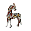 Decorative Horse Sculpture With Colorful Intricate Patterns And Artistic Design