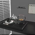 Elegant Daily Living Tray With Teapot Glass Plate And Decorative Wall Art By Blinds