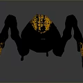 Black And Yellow Spider Like Creature With Multiple Legs Yellow Spiked Tips And Body Patterns