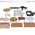 Various Coffee Tables With Different Designs Materials Wood Marble And Modern Styles 3d model