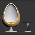 Modern Egg Shaped Orange And White Leisure Chair With Small Round Table
