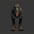 Realistic Standing Dinosaur Model With Open Mouth Sharp Teeth And Striped Skin