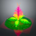 Cartoon Scene Featuring Colorful Plant With Pink Yellow Orange Petals Green Leaves And Grass