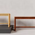 Modern Wooden Desks In Light And Dark Tones With Simple Design On Gray Platform