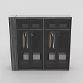 Modern Double Door Wardrobe with Hanging Clothes Storage Boxes and Dark Wood Finish