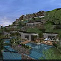 Luxury Residential Aerial Planning Layout With Lush Green Landscaping Modern Buildings And Water Features