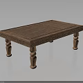 Hand Carved Solid Wood Coffee Table With Intricate Leg Design and Smooth Surface 3d model