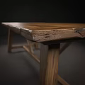 Rustic Solid Wood Dining Table With Long Rectangular Top And Cross Leg Design