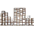 Modern Geometric Wooden Bookcase Design With Multiple Shelves And Decorative Items