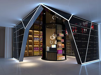 Modern Supermarket Department Store Interior With Shelves Product Displays And Modern Lighting 3d model