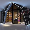 Modern Supermarket Department Store Interior With Shelves Product Displays And Modern Lighting