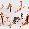 Orange Gym Fitness Equipment Variety For Strength And Full Body Workouts 3d model