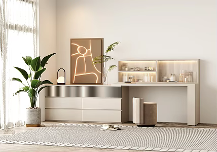 Modern Dresser Cream Cabinet Dresser Combo 3d model