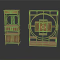 Traditional Chinese Style Wooden Furniture With Multi Layer Shelves And Decorative Lattice Details