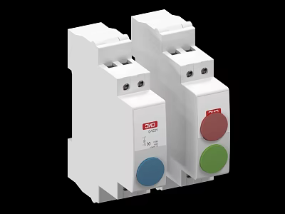 White Industrial Equipment DZ47 Series Two Units With Colorful Buttons Blue Red Green 3d model